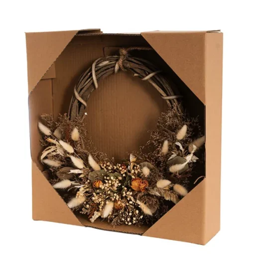 Preserved Dried Mixed Field Flower Wreath Beige (40cmD)