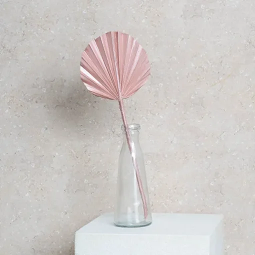 Preserved Dried Round Cut Palm Leaf Rose Gold (40-45cmH)