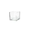 Pressed Glass Cube Mini Vase Clear (6x6x6cmH)