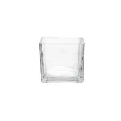 Pressed Glass Cube Mini Vase Clear (6x6x6cmH)