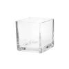 Pressed Glass Cube Vase Clear (12x12x12cmH)