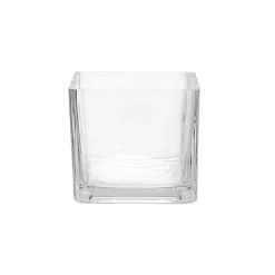 Pressed Glass Cube Vase Clear (12x12x12cmH)