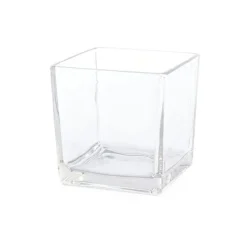 Pressed Glass Cube Vase Clear (15x15x15cmH)