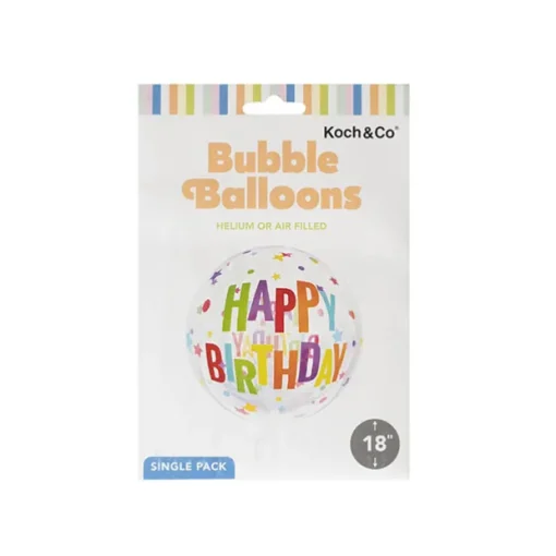 Printed Bubble Balloon 18" Happy Birthday Stars (46cmD)