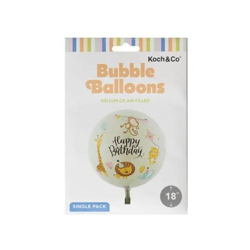 Printed Bubble Balloon 18" Happy Birthday Jungle (46cmD)