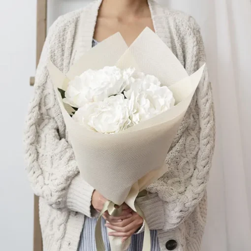 Real Touch Peony Stem Off White (15cmDx68cmH)