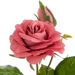 Real Touch Short Stem Rose x 3 Head Dusty Pink (36cmH)