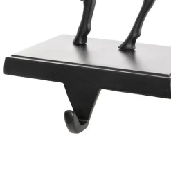 Reindeer Metal Stocking Holder Hook Matte Black (18.5cmH)