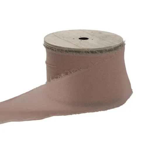 Ribbon Chiffon Frayed Edge Wood Spool Mocha Musk (48mmx20m)