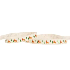 Ribbon Cotton Christmas Reindeer Scene Off-White (15mmx20m)