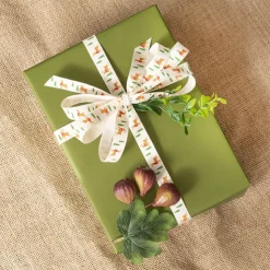 Ribbon Cotton Christmas Reindeer Scene Off-White (15mmx20m)