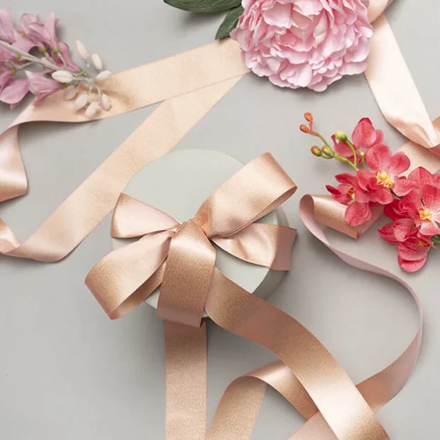 Ribbon Double Face Satin Shimmer Soft Pink (38mmx20m)