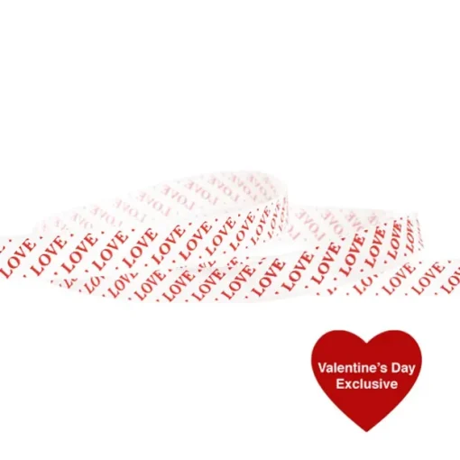 Ribbon Double Face Satin Love White Red (15mmx20m)
