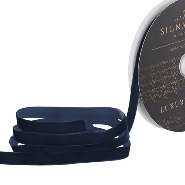 Ribbon Premium Plush Velvet Woven Edge Navy Blue (15mmx20m)