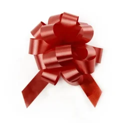 Ribbon Pull Bow Pom Pom Burgundy (18mmx8.75cmD) Pack 5