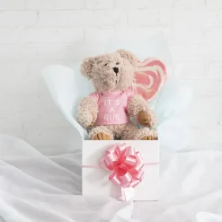 Ribbon Pull Bow Pom Pom Baby Pink (18mmx8.75cmD) Pack 5