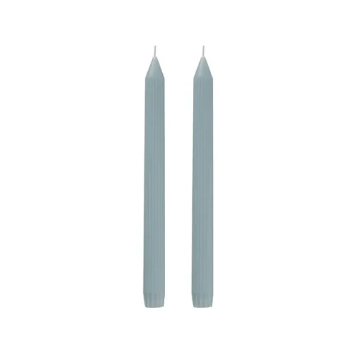 Roman Fluted Dinner Soy Candles Pack 2 French Blue (2x25cmH)
