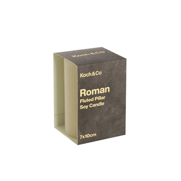 Roman Fluted Pillar Candle Off White (7x10cmH)