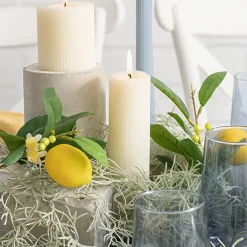 Roman Fluted Pillar Candle Off White (5x15cmH)