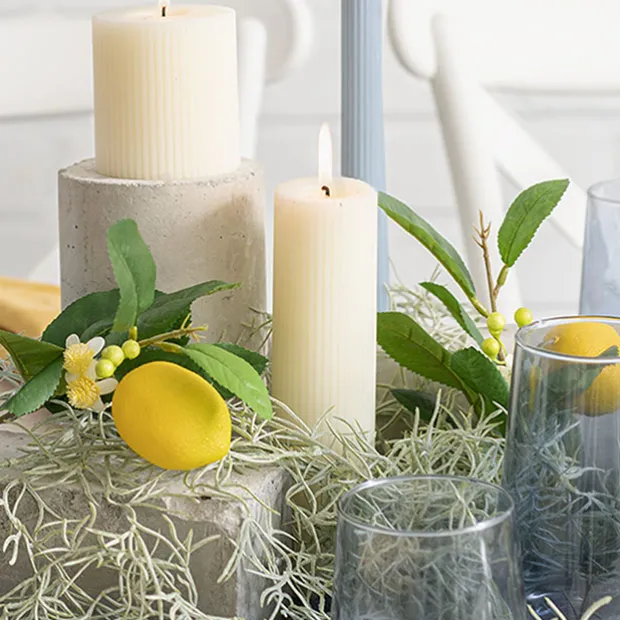 Roman Fluted Pillar Candle Off White (5x15cmH)