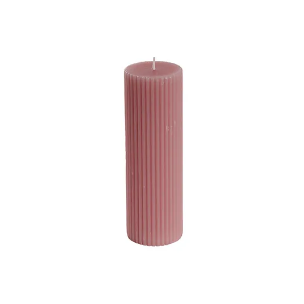 Roman Fluted Pillar Candle Dusty Pink (5x20cmH)