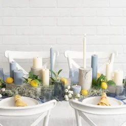 Roman Fluted Pillar Candle French Blue (5x15cmH)