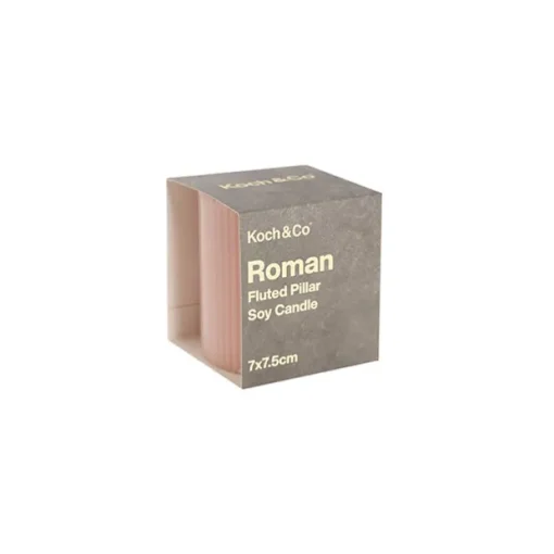 Roman Fluted Pillar Candle Pale Pink (7x7.5cmH)