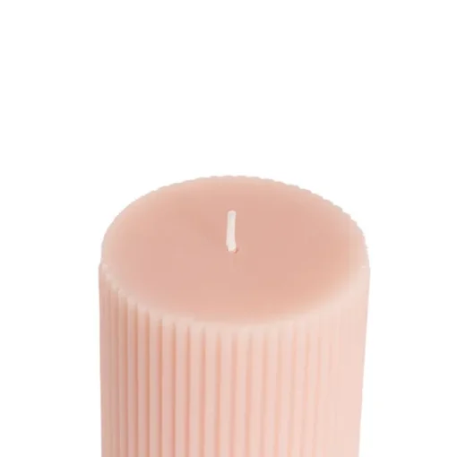 Roman Fluted Pillar Candle Pale Pink (7x7.5cmH)