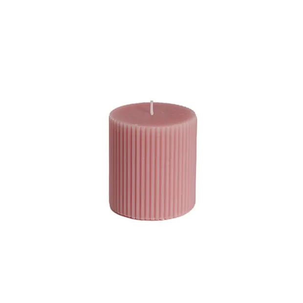 Roman Fluted Pillar Candle Dusty Pink (7x7.5cmH)