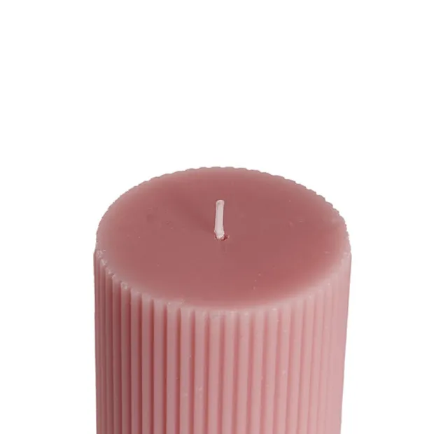 Roman Fluted Pillar Candle Dusty Pink (7x7.5cmH)