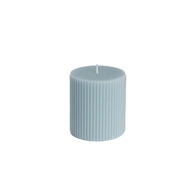 Roman Fluted Pillar Candle French Blue (7x7.5cmH)