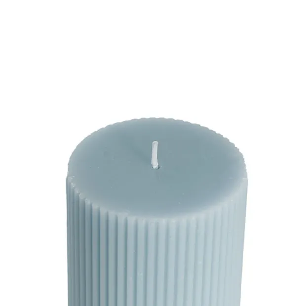 Roman Fluted Pillar Candle French Blue (7x7.5cmH)
