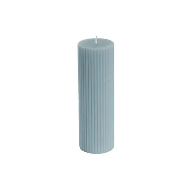 Roman Fluted Pillar Candle French Blue (5x20cmH)