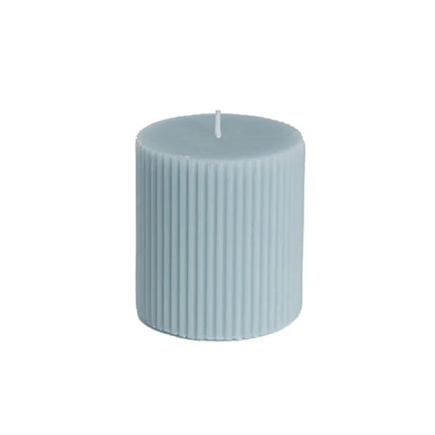 Roman Fluted Pillar Candle French Blue (7x10cmH)