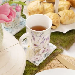 Rose & Lavender Mug w Tassel Gift Set Violet (12.3x11.2cm)