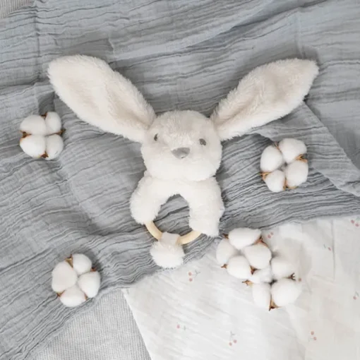 Rosie Bunny Rattle White (18cmHT)