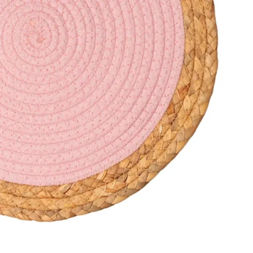 Round Cotton Table Placemat Set 2 Pink (36cmD)