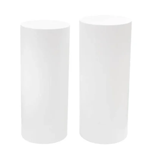 Round Perspex Acrylic Plinth Set 2 White (30x90cmH)