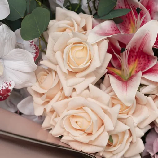 Siena Real Touch Rose Full Bloom Soft Peach (60cmH)
