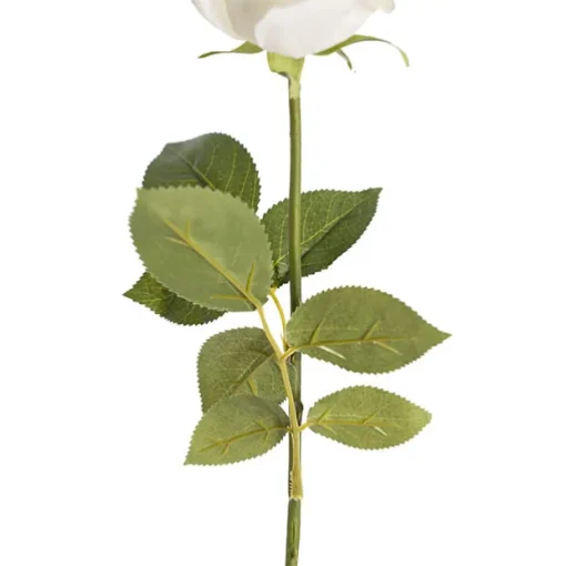 Siena Real Touch Rose Half Open Bud White (60cmH)