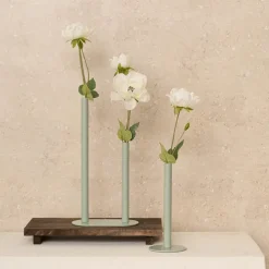 Single Metal Tube Vase Sage Green (8cmDx18cmH)