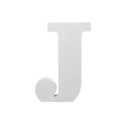 Single Wooden Letter "J" White (18cmH)