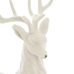 Sitting Flocked Reindeer White (18x25cmH)