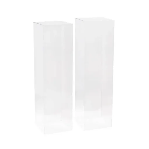 Square Acrylic Plinth Set 2 Clear (29x80cmH)