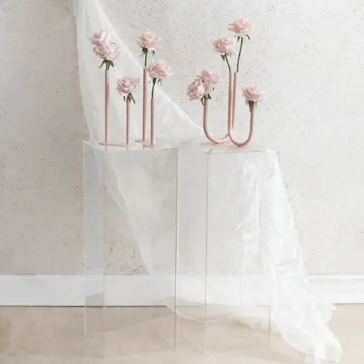 Square Deluxe Acrylic Plinth Set 2 Clear (30x90cmH)