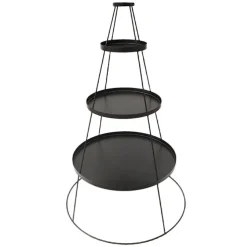 Stackable Metal Stand w Plates Set 4 Black (120cmH)