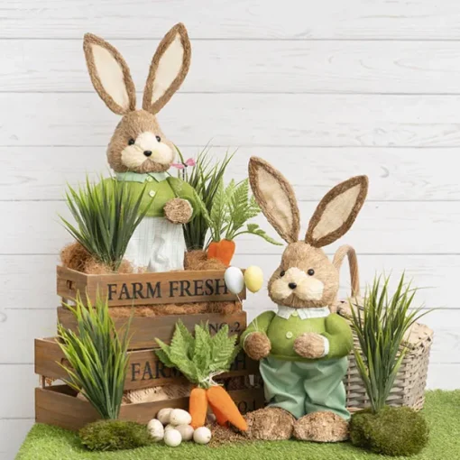 Standing Female Bunny w Butterfly Green (62cmH)