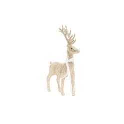 Standing Glitter Reindeer w Ribbon Champagne (29cmH)