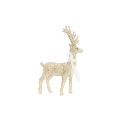 Standing Glitter Reindeer w Ribbon Champagne (29cmH)