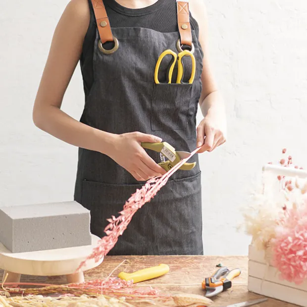 Stylish Denim Apron With Pockets Charcoal (81x87cm)